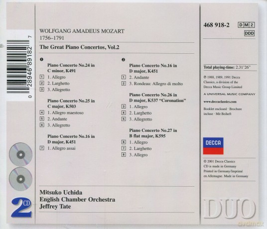 Uchida,Tate,English Chamber: Mozart Pno.Ctos.2 [2CD]
