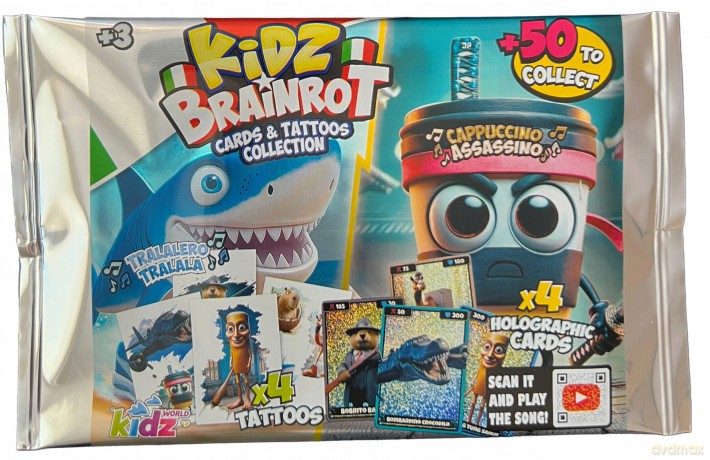 KIDZ BRAINROT 4x Kolekcjonerskie Karty Holograficzne i 4x Tatuaże [GRA]