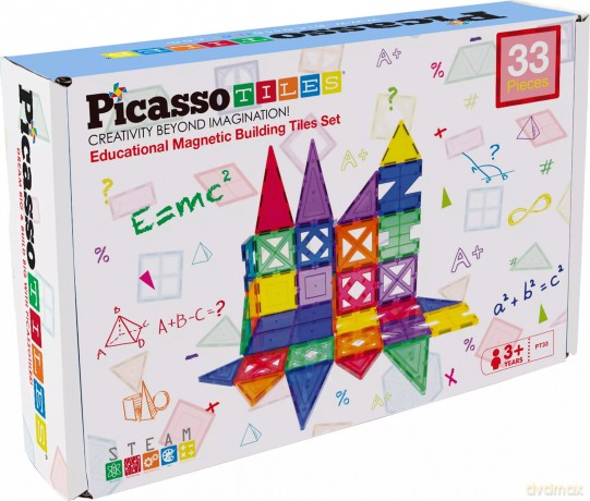 Klocki magnetyczne konstrukcyjne edukacyjne 33 el Picasso Tiles duże [KLOCKI]