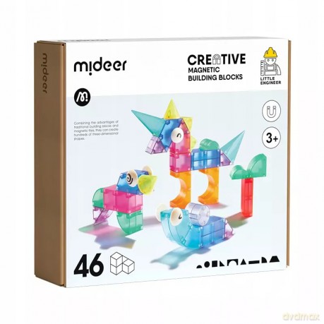 Klocki magnetyczne Mideer Klocki magnetyczne 3D mideer w kształcie brył 46 el 46 [KLOCKI]