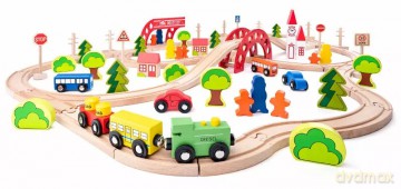 Kolejka drewniana z mostem i przystankiem 93062 Woody