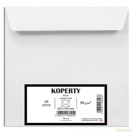 Koperty kwadratowe, białe (10 sztuk)