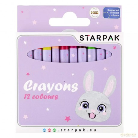 Kredki Woskowe 12 kolorów Rabbit Starpak 536297