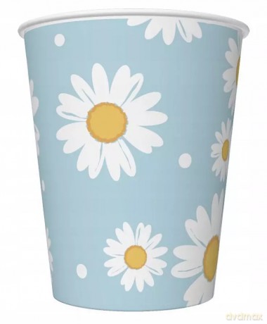 Kubek papierowy 250ml niebieski Stokrotki Go Op6szt Fol