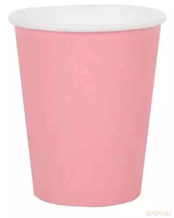 Kubki papierowe 250 ml, jasnoróżowy Monocolor (8 sztuk)