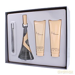 Rihanna Nude Zestaw - woda perfumowana 100 ml spray + balsam do ciała 90 ml + żel pod prysznic 90 ml + woda perfumowana 10 ml spray [PERFUMY]