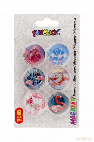 Magnesy okrągłe wypukłe 30 mm 6 szt. Flamingi