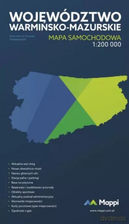 Mapa samochodowa województwa warmińsko-mazurskiego, 1:200 000