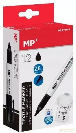 Marker do tkanin czarny 2,6mm 12szt [KALENDARZ]