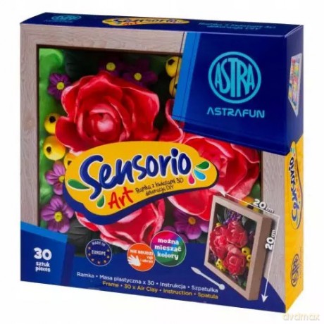 MASA PLASTYCZNA SENSORIO PIWONIE 3D + RAMKA 20 cm x 20 cm ASTRA