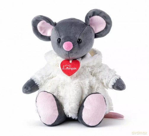 Maskotka Myszka Azumi szara w białym futrze, 40cm 94151 Lumpin
