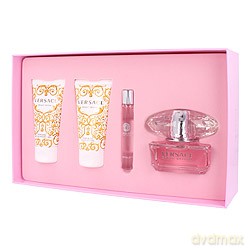 Versace Bright Crystal Zestaw - woda toaletowa 50 ml spray + woda toaletowa 10 ml roll-on + balsam do ciała 50 ml + żel pod prysznic 50 ml [PERFUMY]