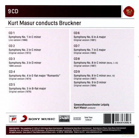 Kurt Masur: Bruckner: Symphonies Nos. 1-9 [9CD]