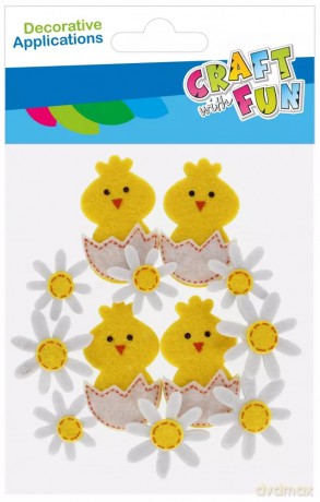 Ozdoba dekoracyjna Filc Kurcz/kwiat samoprzylepna 12szt Cf12/14