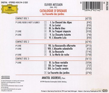 Ugorski: Messiaen:Catalogue D\'oiseaux [3CD]