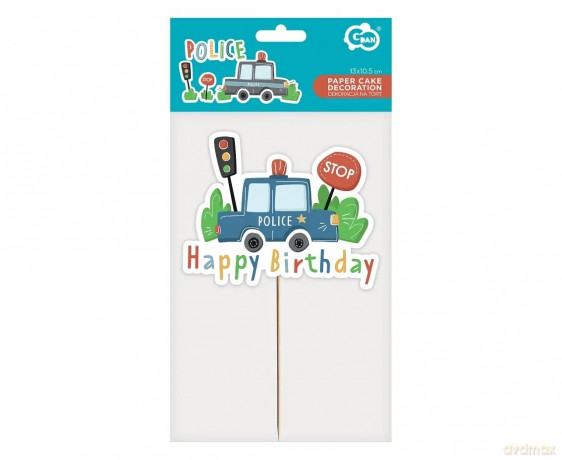 Pikery Na Tort Policja 13x10.5cm Pap Go Pbh