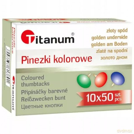 Pinezki kolorowe Złoty spód 50 szt. Titanum