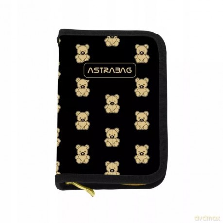Piórnik pojedynczy bez wyposażenia czarny w misie ASTRABAG TEDDY