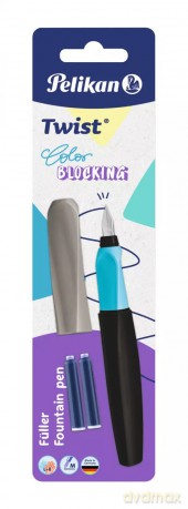 Pióro wieczne Pelikan Twist Color Blocking Stal. M Szare Naboje