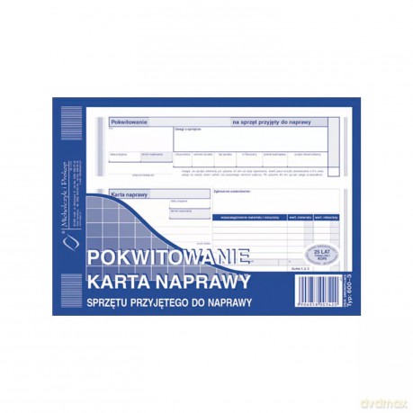 Pokwitowanie karta naprawy przyjętego sprzętu wielokopia A5 80 kartek 600-3