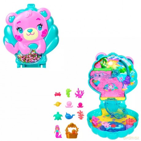 Polly Pocket. JCB16 Syrenkomiś. Błyszcząca Wyspa. Zestaw kompaktowy