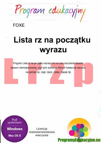 Program edukacyjny. Lista rz na początku wyrazu. Licencja wielostanowiskowa [KSIĄŻKA]