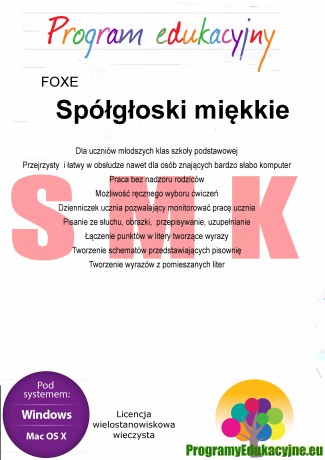 Program edukacyjny. Spółgłoski miękkie. Licencja wielostanowiskowa [KSIĄŻKA]