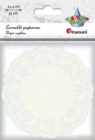 Serwetki papierowe okrągłe 11,5cm, białe, 35szt. [KSIĄŻKA]
