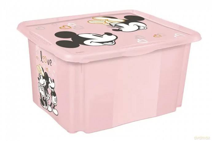 Skrzynka obrotowa z pokrywą 15L Minnie różowa