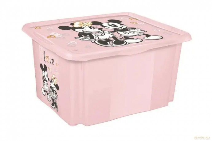 Skrzynka obrotowa z pokrywą 45L Minnie różowa