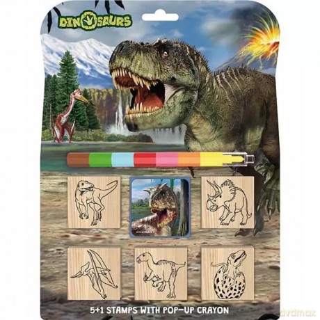 Stempelki 5+1 Z Przekładaną Woskową Kredką Dinozaury Jiri Models