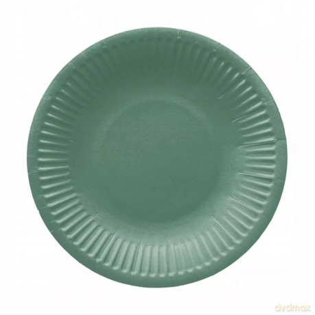Talerze papierowe 18 cm, ciemnozielony Monocolor (8 sztuk)
