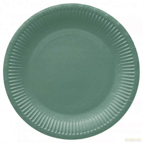 Talerze papierowe 23 cm, ciemnozielony Monocolor (8 sztuk)