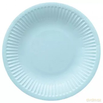 Talerzyki papierowe 18 cm, jasnoniebieski Monocolor (8 sztuk)