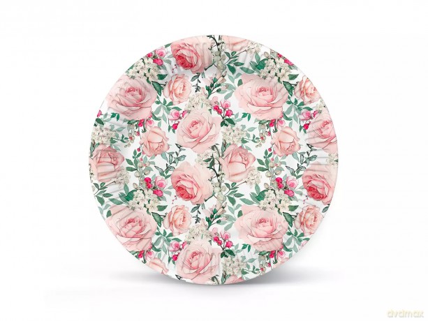 Talerzyki papierowe 23 cm, Gorgeous Roses (8 sztuk)
