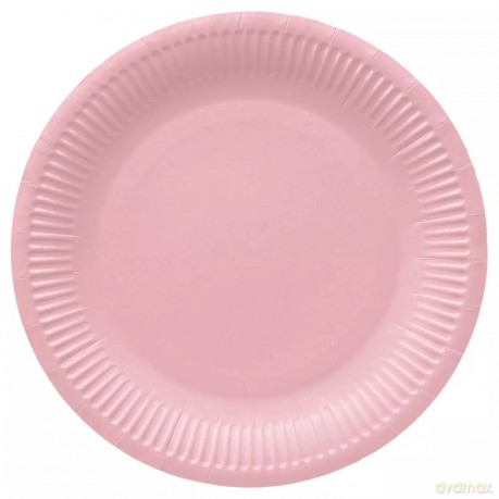 Talerzyki papierowe 23 cm, jasnoróżowy Monocolor (8 sztuk)