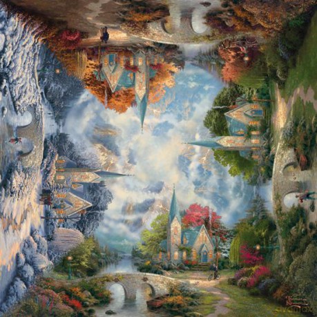 Puzzle 1000 El. Thomas Kinkade Kościół W Górach (Kwadratowe) [PUZZLE]