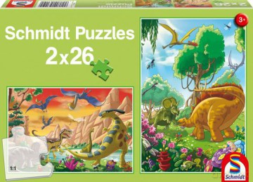 Puzzle 2 X 26 El. Dinozaury [PUZZLE]