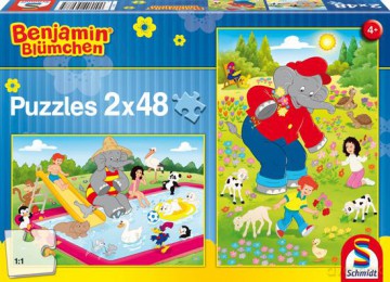Puzzle 2 X 48 El. Słoń Benjamin Lato [PUZZLE]