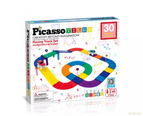 Tor magnetyczny samochodowy Picasso Tiles klocki magnetyczne 30 elem duży [KLOCKI]