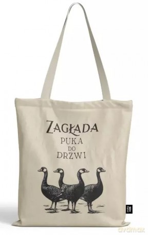Torba bawełniana gęsi, Zagłada puka do drzwi, 38x41 cm