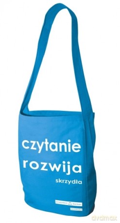 Torba bawełniana niebieska `czytanie rozwija skrzydła` [KSIĄŻKA]