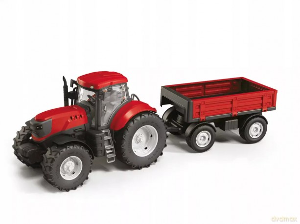 Traktor Dla Dzieci Czerwony Z Przyczepą Skala 1:16