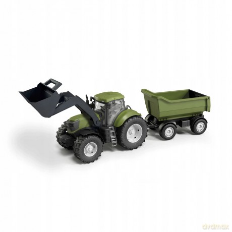 Traktor zielony Adriatic z ruchomą łyżką i solidną wywrotką,