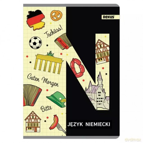 Zeszyt A5, 60 kartek w kratkę, Język niemiecki, metalizowana okładka