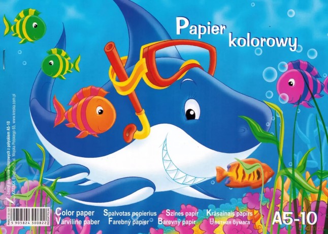 Zeszyt papierów kolorowych Wycinanka A5 Kreska z połyskiem 10 arkuszy