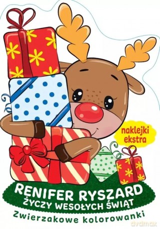 Zwierzakowe kolorowanki. Renifer Ryszard życzy Wesołych świąt [KSIĄŻKA]