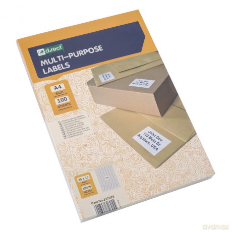 Etykieta Samoprzylepna D.Rect A4 189szt 25x10 100ark