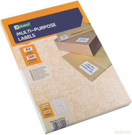 Etykieta Samoprzylepna D.Rect A4 21szt 70x42,2 100ark
