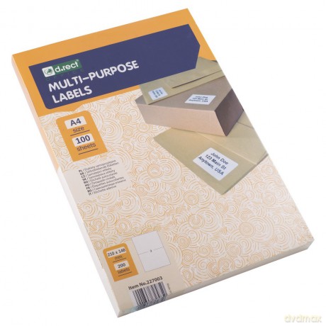 Etykieta Samoprzylepna D.Rect A4 2szt 210x148 100ark